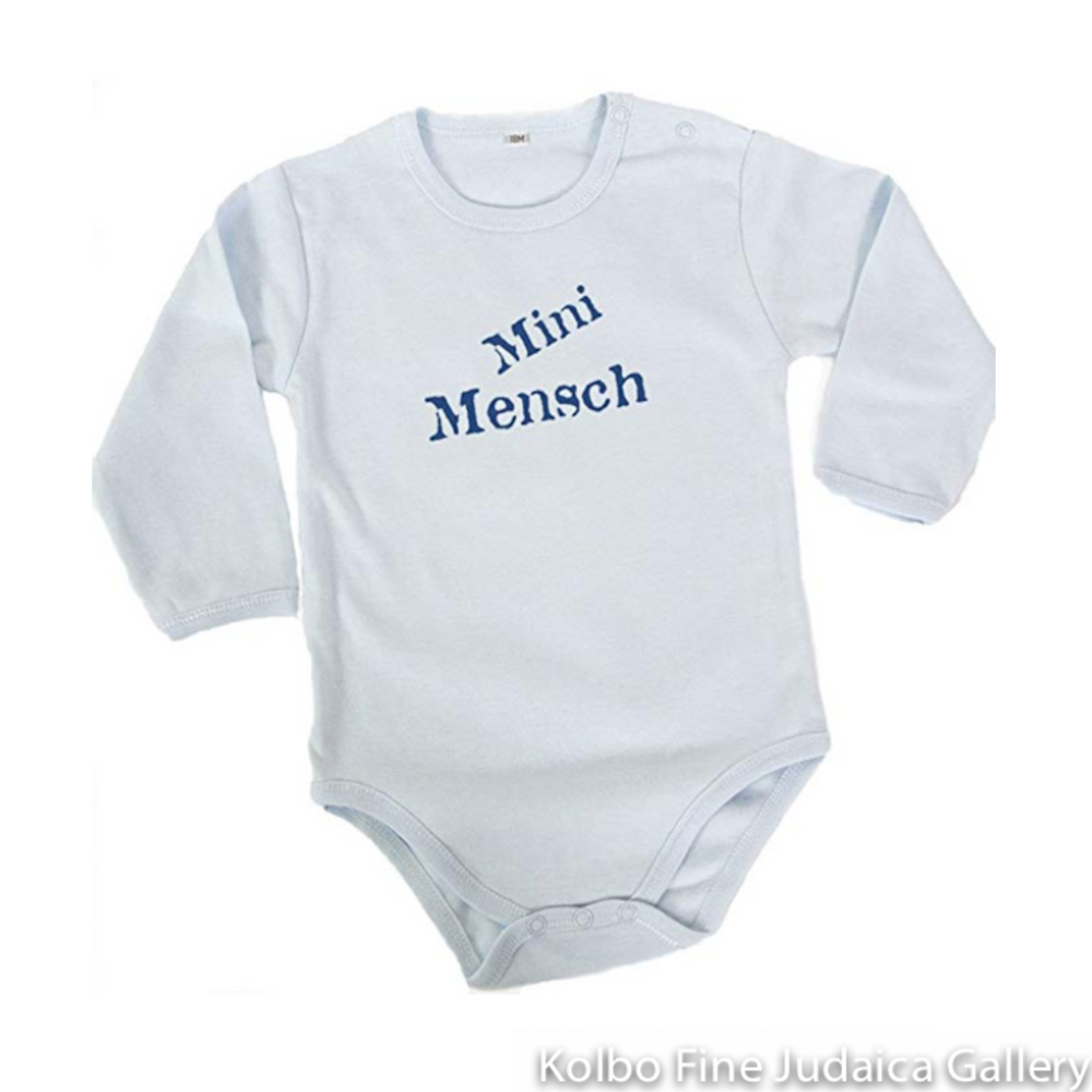 Baby Onesie, Mini Mensch, Blue, Size 6 Months