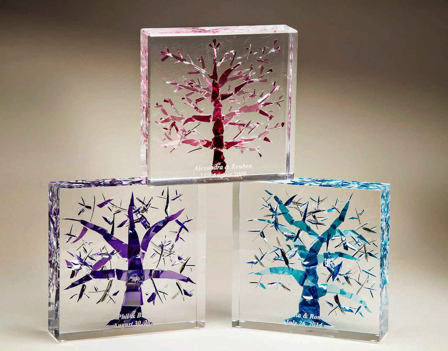 Commemorative Lucite Cube for Wedding Glass, Tree of Life,  6″ x 6″ x 1.75″