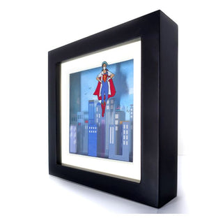 Medical Superhero, Mini Hand Painted Artwork on Glass, Framed