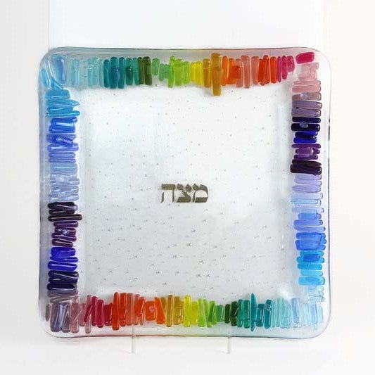 Matzah Plate, Rainbow Of Freedom Design, Hand Made Glass Design