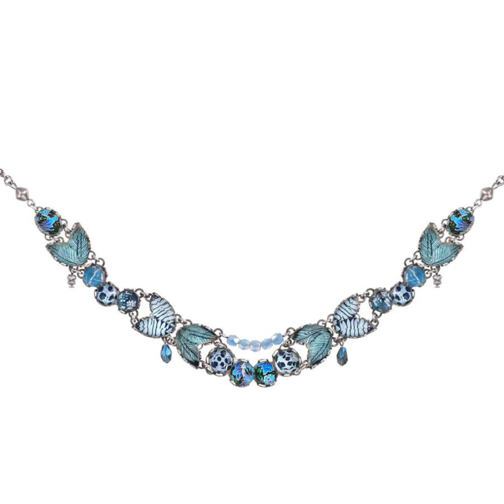 Necklace, Teal and Blue Detail Under Glass