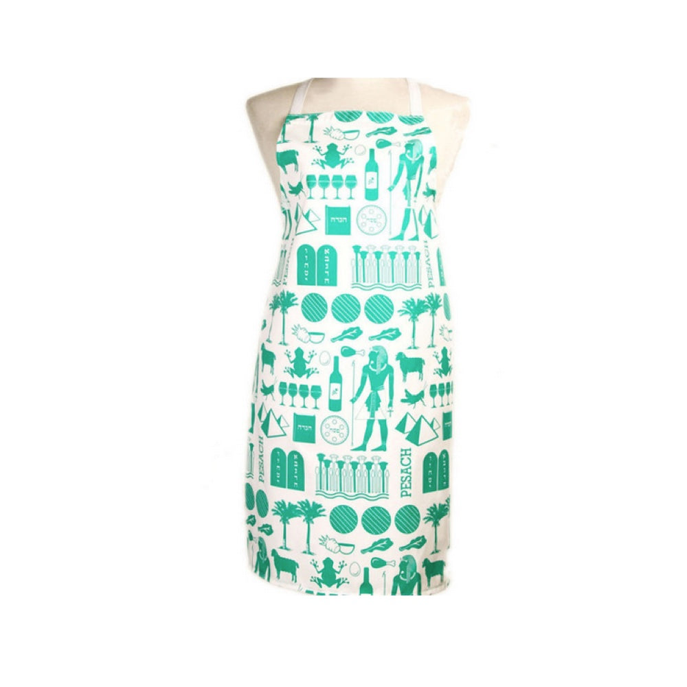 Apron For Passover with Iconic Symbols, Teal