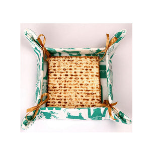 Matzah Holder, Cotton Basket Design, Iconic Passover Symbols, Teal