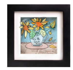 It's The Small Things, Mini Hand Painted Artwork on Glass, Framed