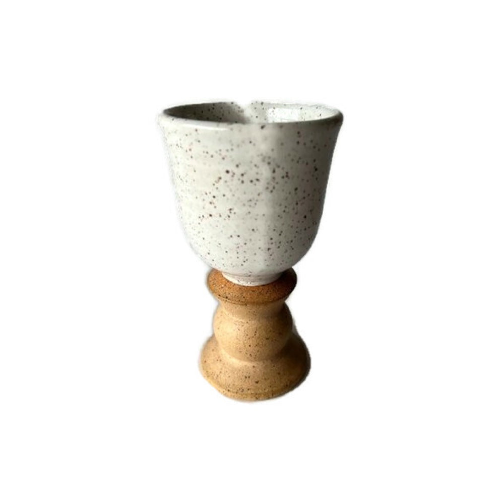 Kiddush Cup, White Glaze with Nude Detail, Wheel Thrown Ceramic