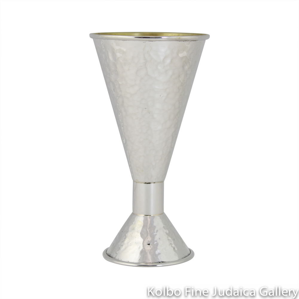 Kiddush Cup, Hammered Sterling Silver, Conical Shape