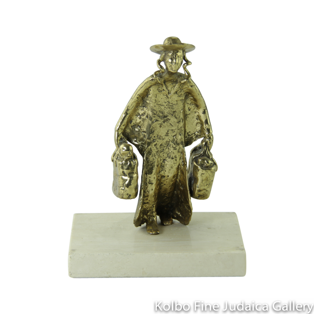 Shopping for the Sabbath, Bronze Sculpture on Marble Base, 7’’, Limited Edition of 18 Pieces