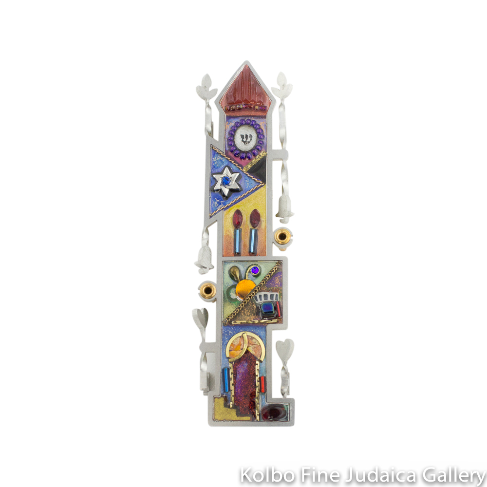 Mezuzah, Home Design, Resin on Stainless Steel with Crystals