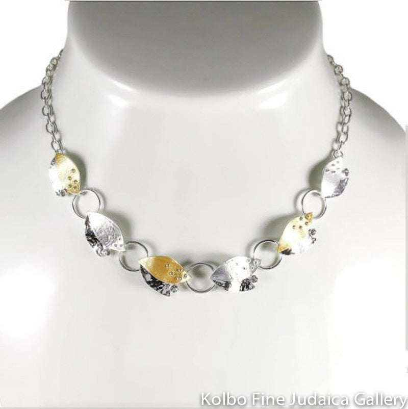 Necklace, Elliptical Shapes, Silver and Gold Plate