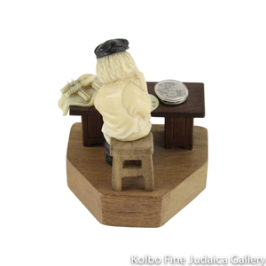 Collectable, Clockmaker in Shtetl Scene, Hand-Carved from Tagua Nut and Wood