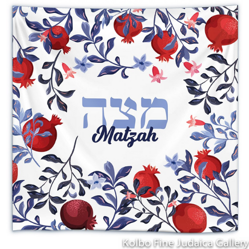 Matzah Cover, Pomegranate Grove in Red and Blue