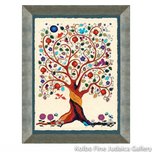 Tree of Life Painting, Large Vertical, Framed