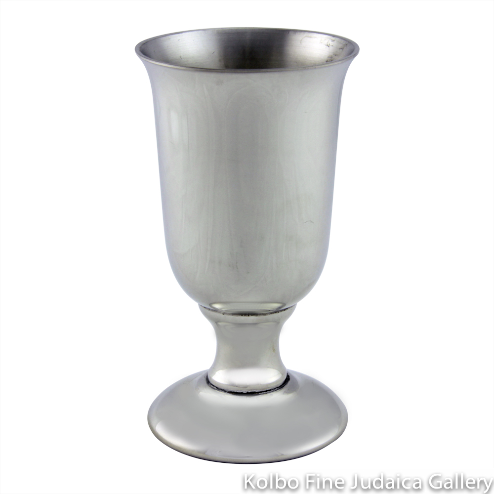 Kiddush Cup, Traditional Style with Short Stem, Pewter