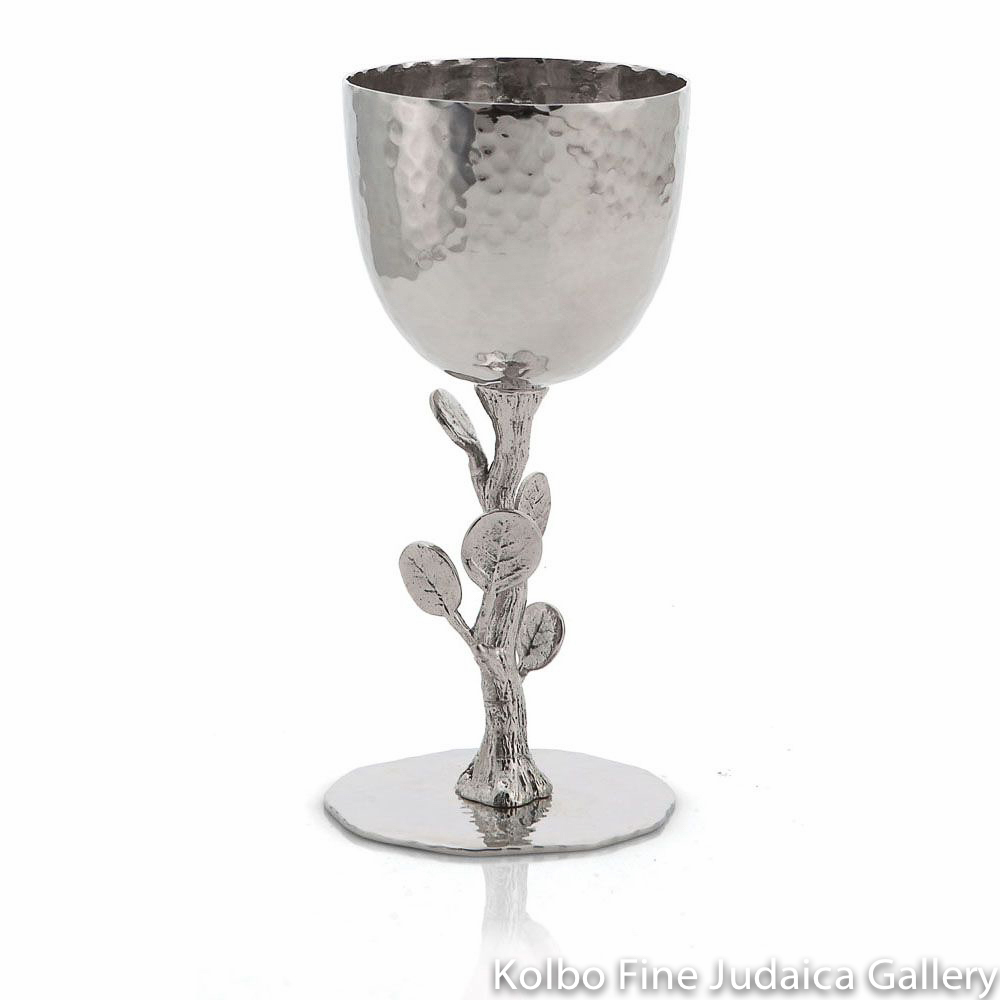 Kiddush Cup, Botanical Leaf, Stainless Steel and Nickel Plate