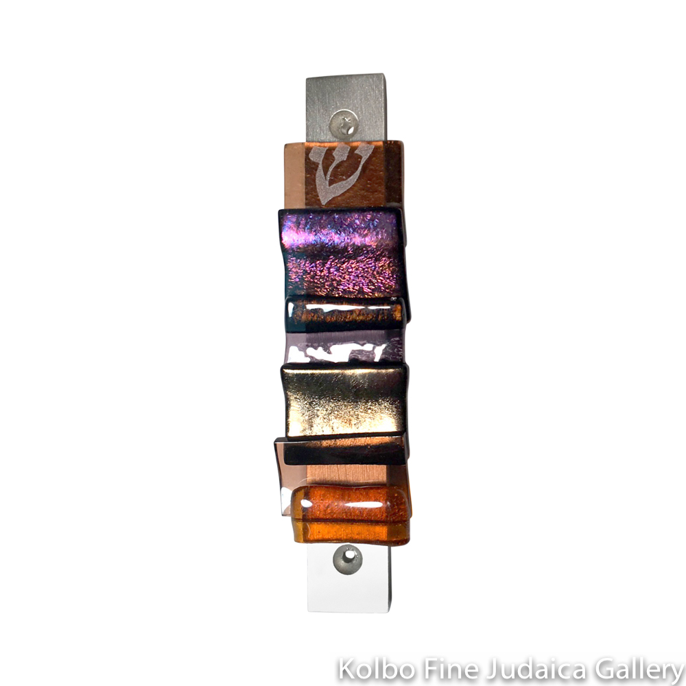 Mezuzah, Majestic Gala Collection, Sunrise, Fused Glass and Metal