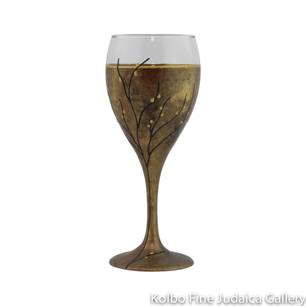 Kiddush Cup, Hand-Painted Glass with Copper Tones