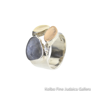 Ring, Freeform Shapes with 9K Gold, Rose Gold, and Sterling Silver