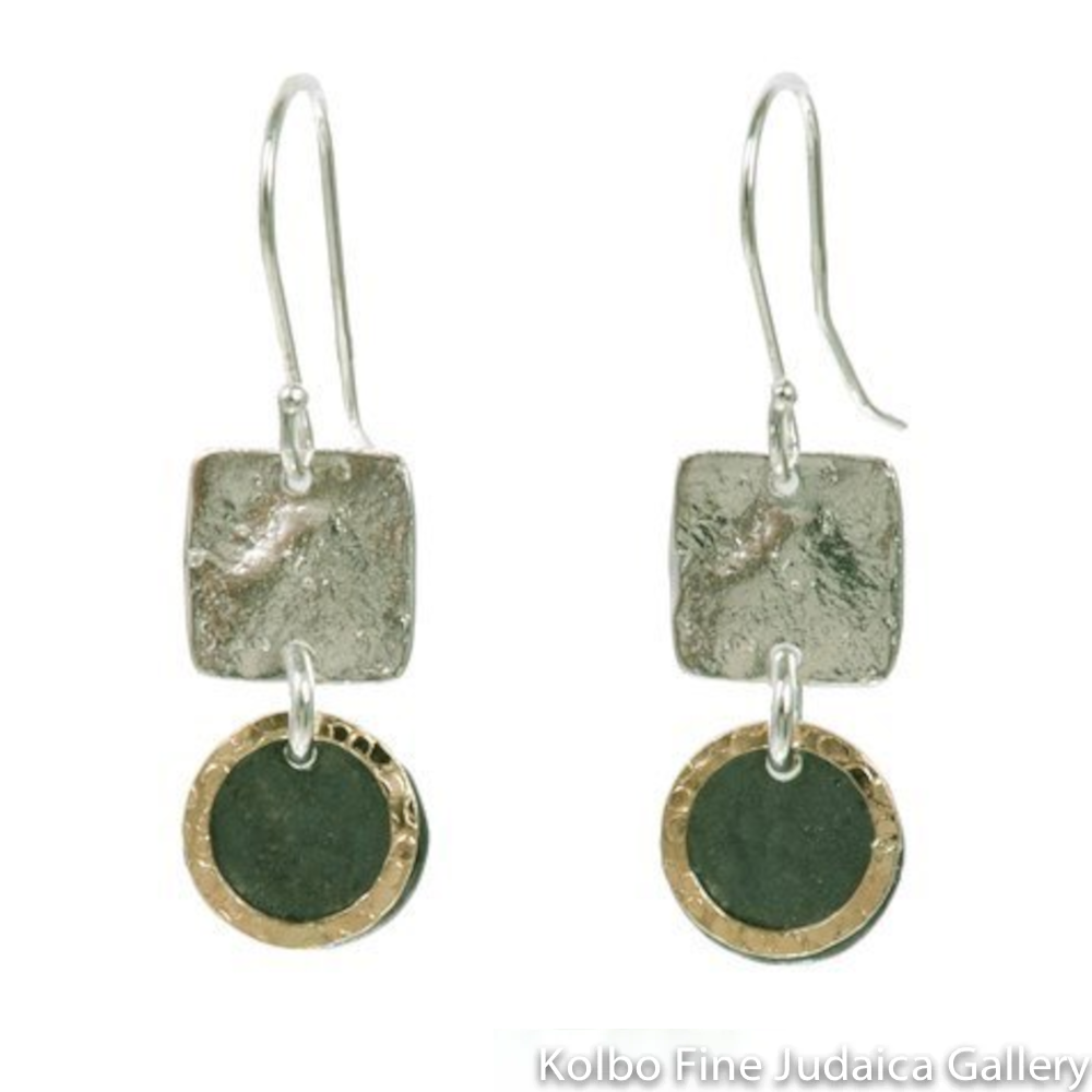 Earrings, Geometric Shapes of Sterling Silver and Gold Filled