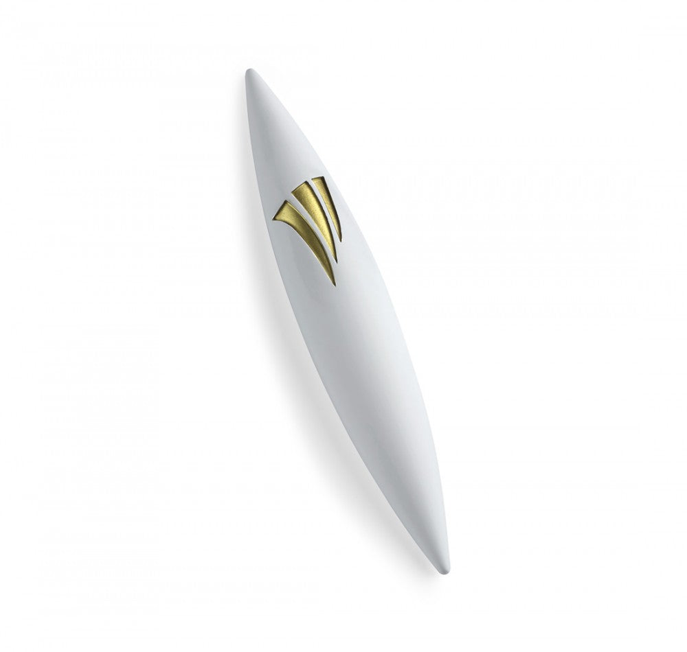 Mezuzah, Apollo Design, White with Gold Detail, Stone