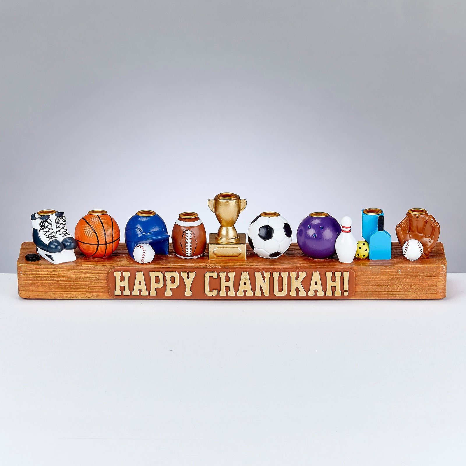 Menorah, Sports Design, Hand Painted Resin