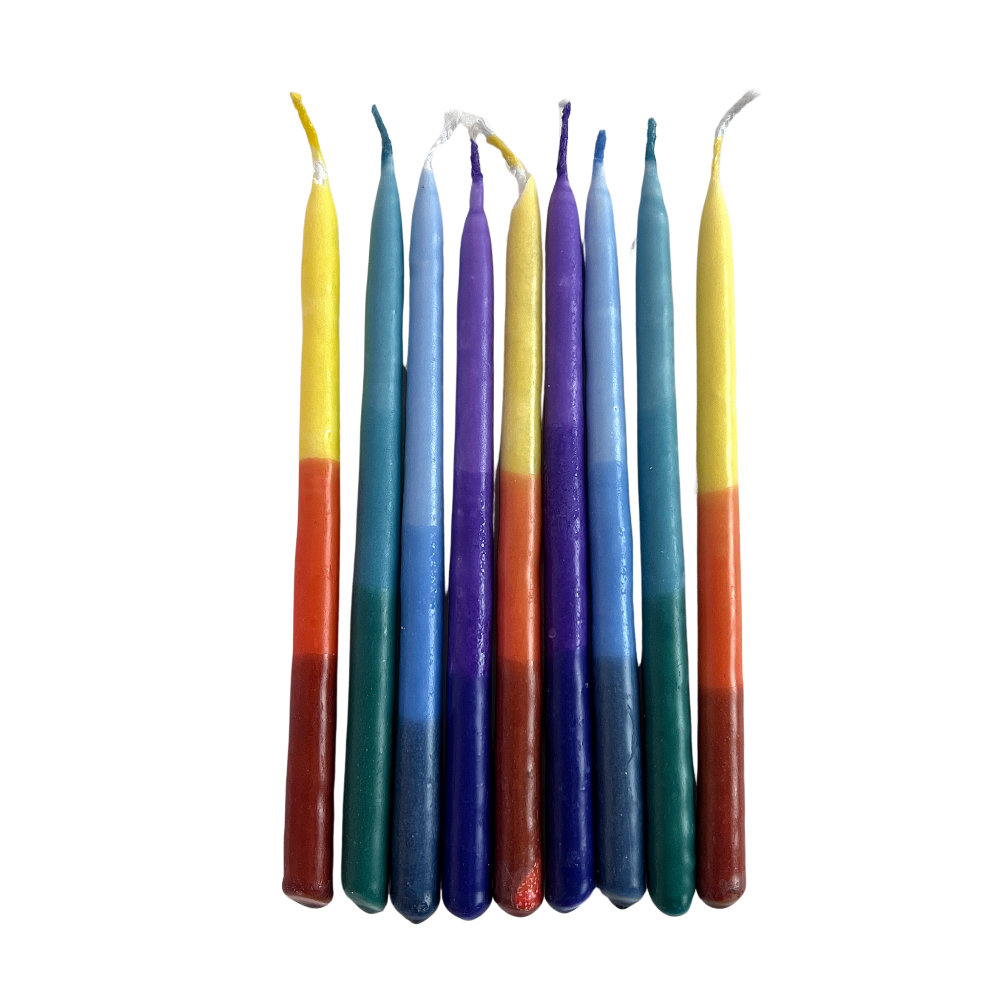 Chanukah Candles, Multicolor, Pure Vegetable Wax