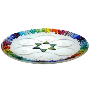 Seder Plate, Star Rainbow of Freedom Design, Multicolor Fused and Dichroic Glass