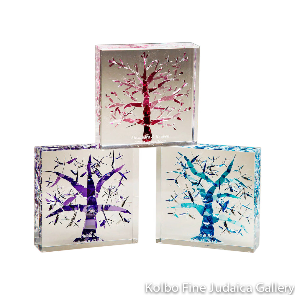 Commemorative Lucite Cube for Wedding Glass, Tree of Life