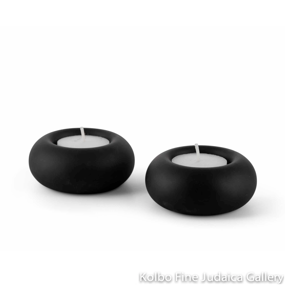 Candlesticks, Black, Cement Mix, For Use with Tealights