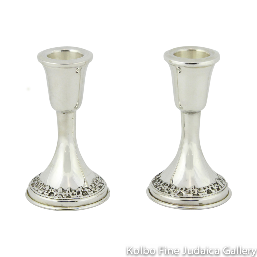 Candlesticks, Jerusalem Base, Sterling Silver