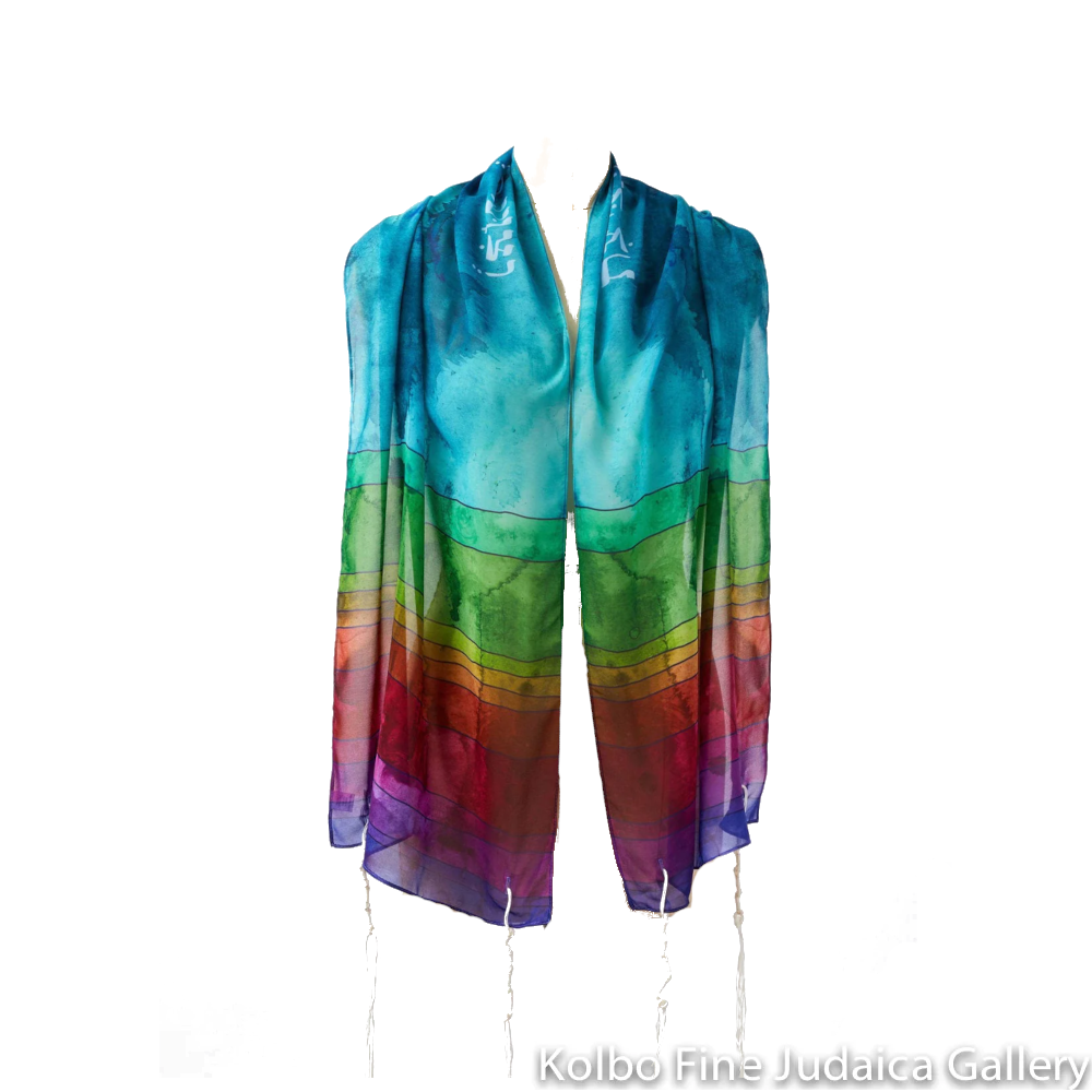Tallit Set, Rainbow Stained Glass, Chiffon
