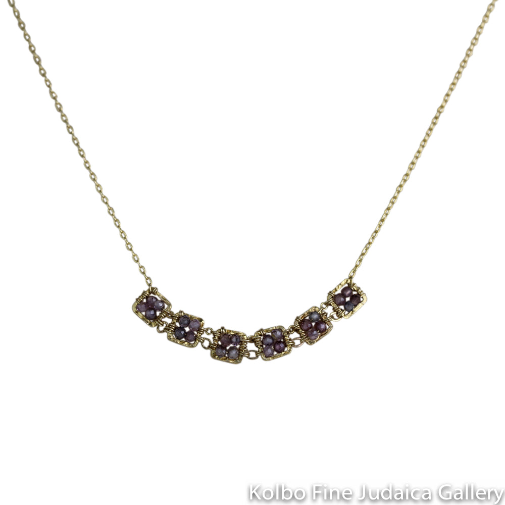 Necklace, Multicolored Beaded Squares, Gold-Filled