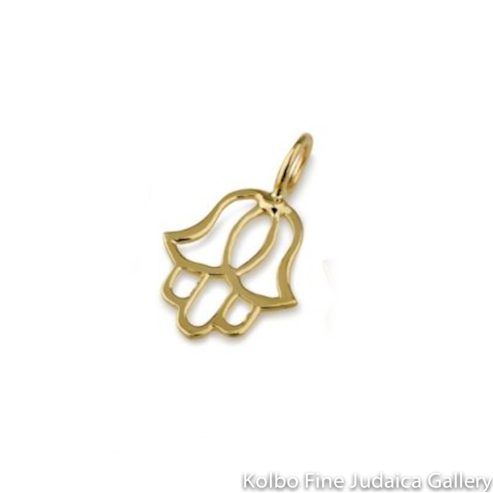 Pendant, Hamsa, Small Outlined Design, 14K Gold