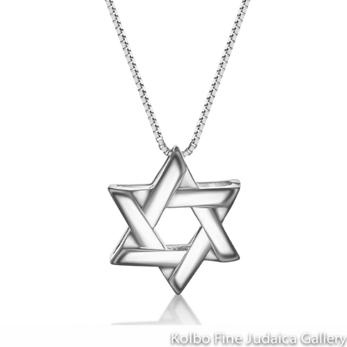 Necklace, Star, Lineal Design on 24" Box Chain, Sterling Silver