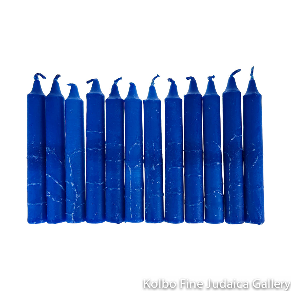 Shabbat Candles, Blues, Includes 12 Tapered Candles, Made in Israel