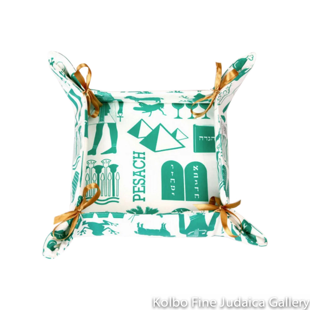 Matzah Holder, Cotton Basket Design, Iconic Passover Symbols, Teal