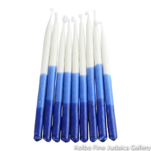 Chanukah Candles, Blue and White Shading, Pure Vegetable Wax