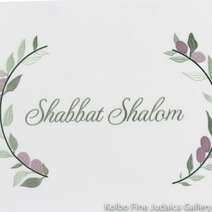 Challah Cover, Green Leaves with Purple Buds