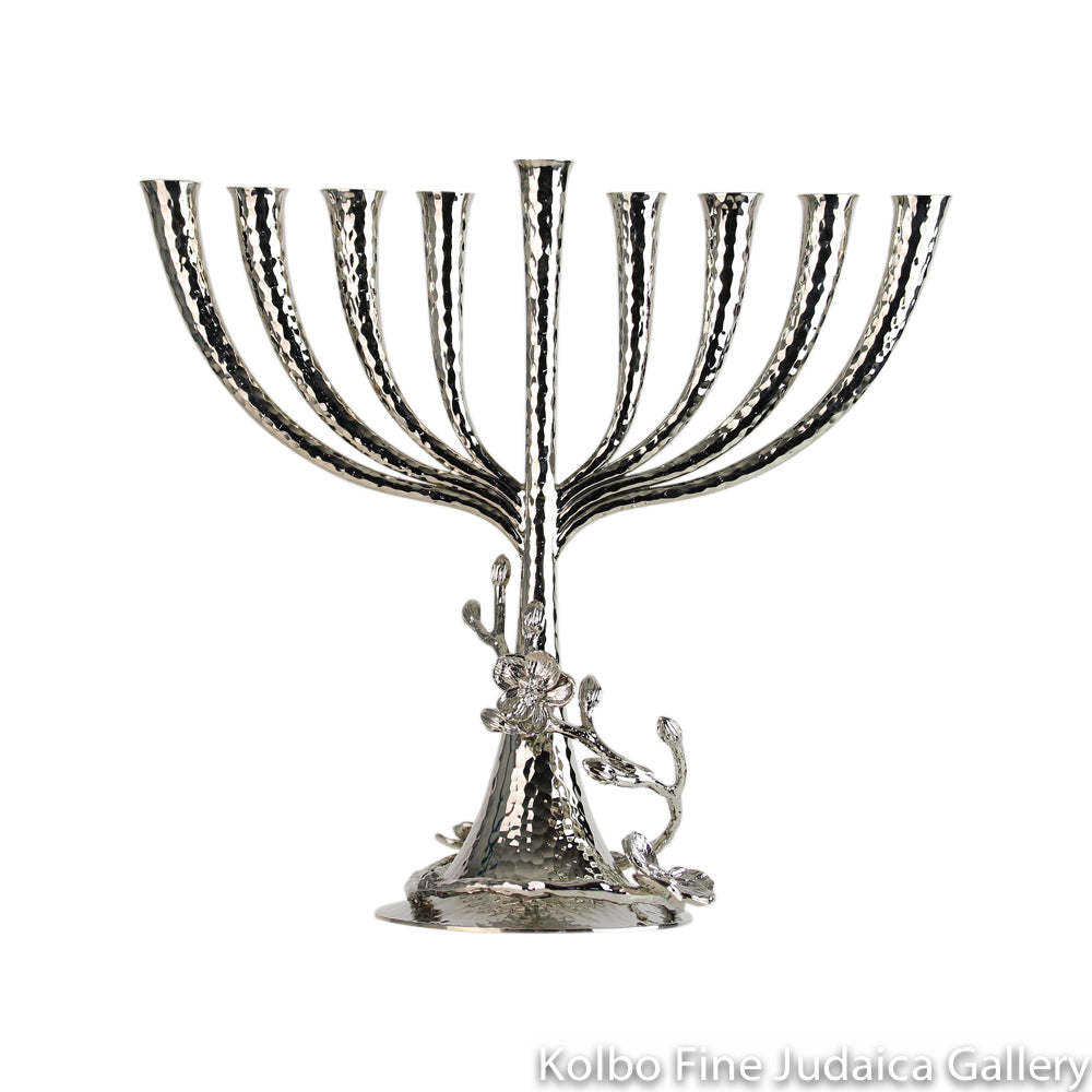 Menorah, White Orchid Design, Nickleplate