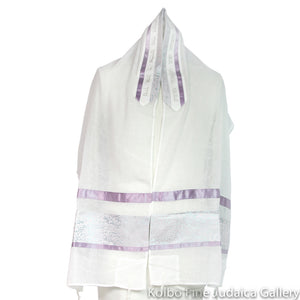 Tallit Set, Soft Blue and Lavender Ribbon, Three Piece Set