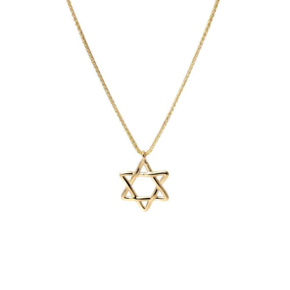 Necklace, Star with Woven Design, 14K Gold, Includes Adjustable Chain
