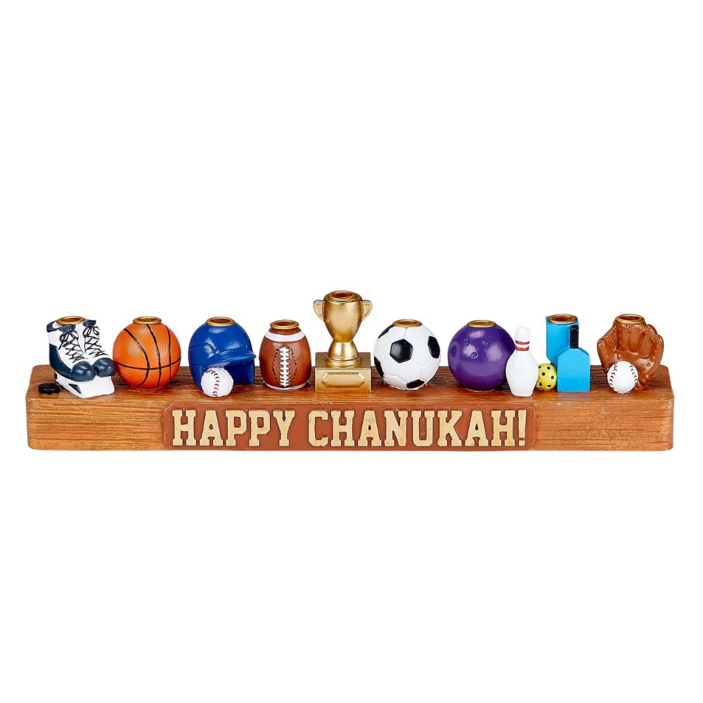 Menorah, Sports Design, Hand Painted Resin
