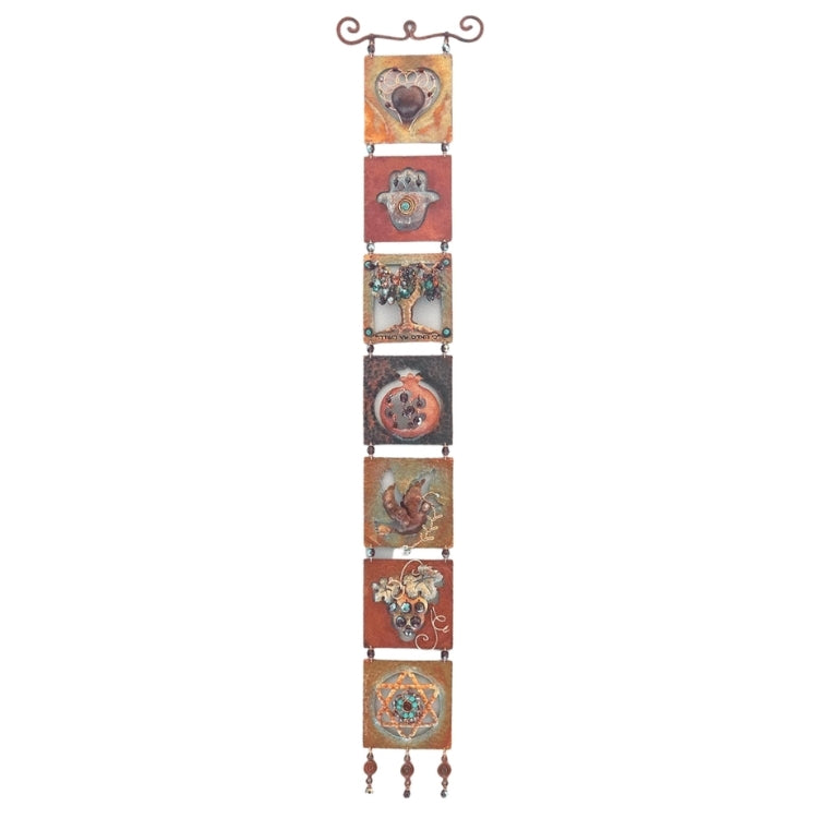 Wall Art, Seven Blessings, Copper with Glass and Crystal Beading