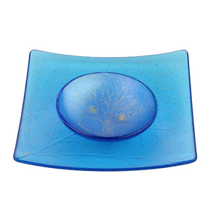 Honey and Apple Set, Square Leaf Plate with Honeybee Bowl, Glass with Turquoise Glaze