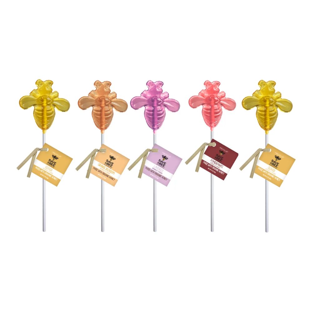 Bee Lollipops, Set of Five, Assorted Honey Flavors