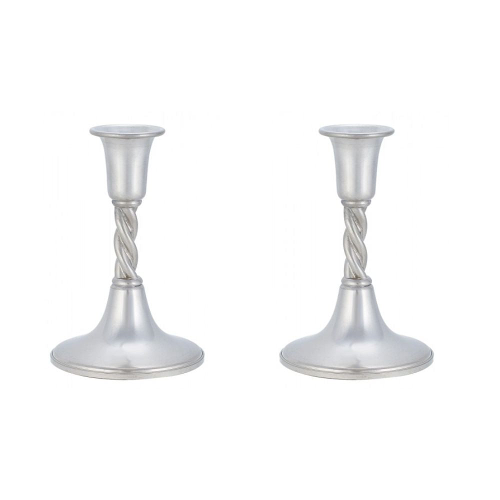 Candlesticks, Small Twisted Design, Pewter