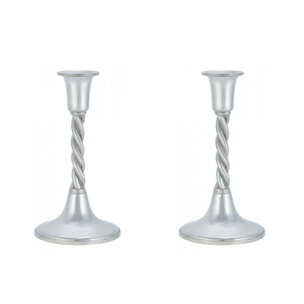 Candlesticks, Twisted Design, Pewter