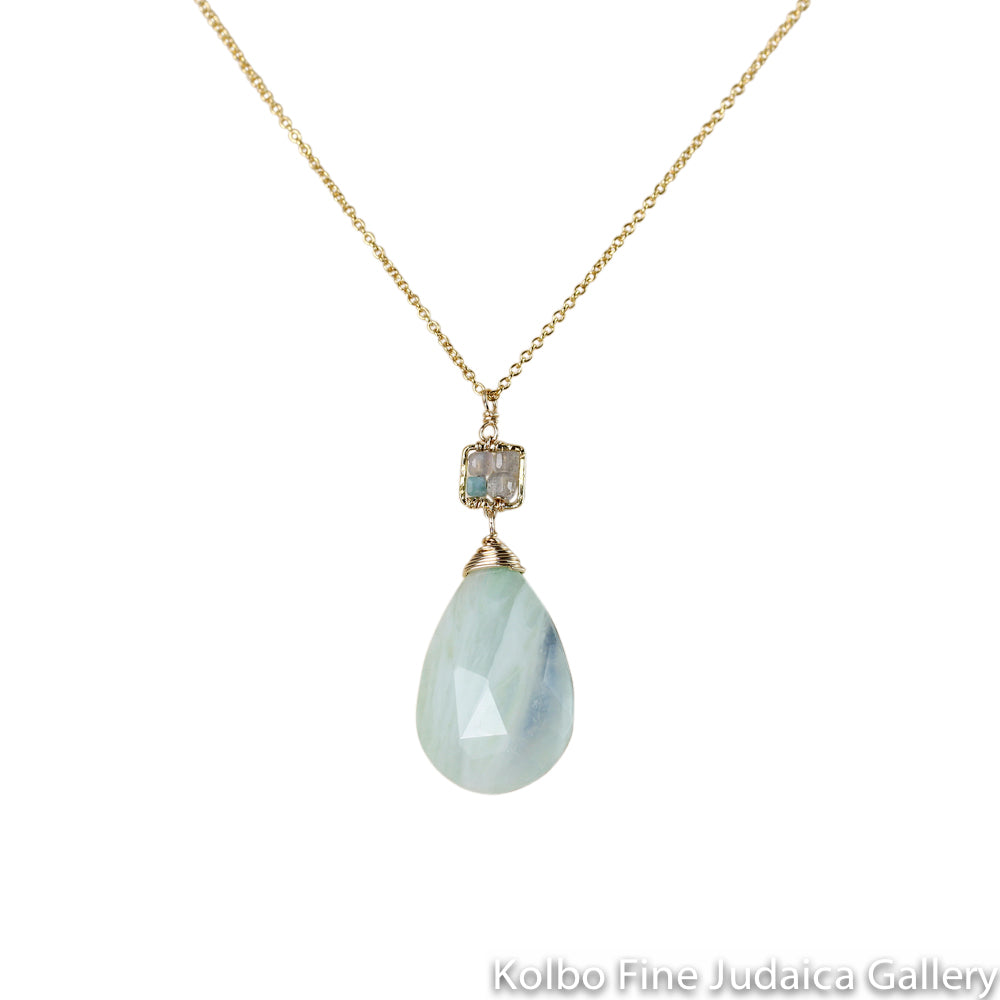 Necklace, Labradorite and Peru Opal, Gold Filled Chain