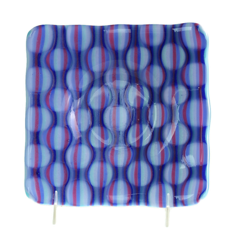 Serving Dish, Striped Transparent and Translucent Glass, Small