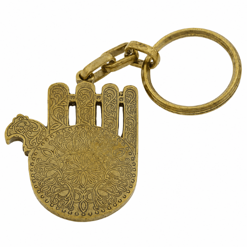 Keychain, Hamsa, Brass