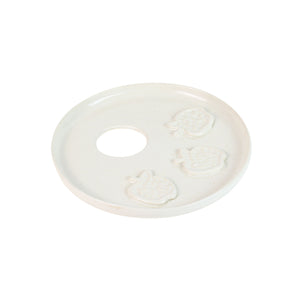Honey and Apple Set, White Glaze with Apples, High-Fired Ceramic